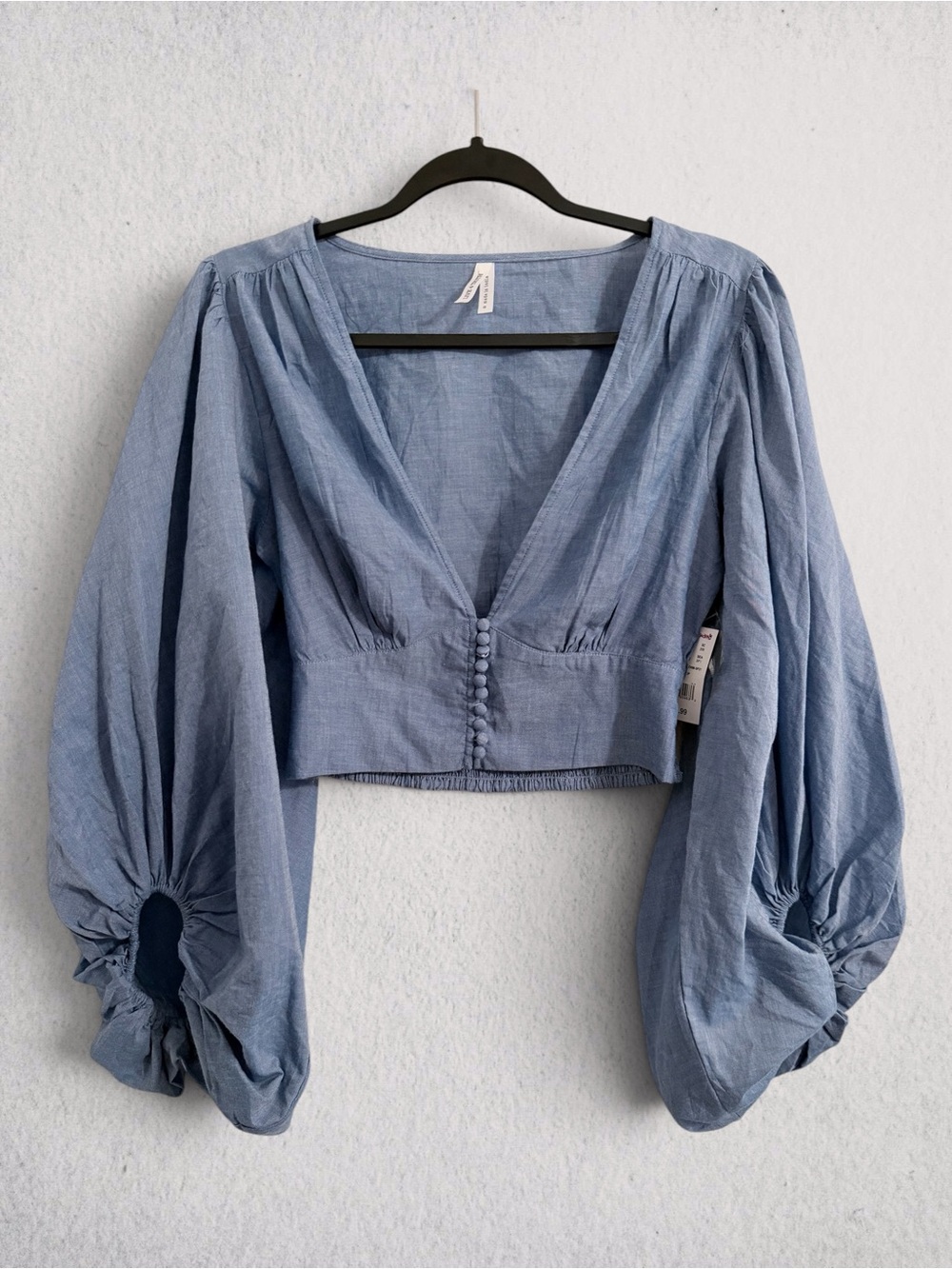 Live 4 Truth Dusty Blue V-Neck Button Crop Blouse